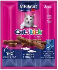 Vitakraft Kabanosy Cat Stick Mini dorsz + czarniak dla kota 3szt.